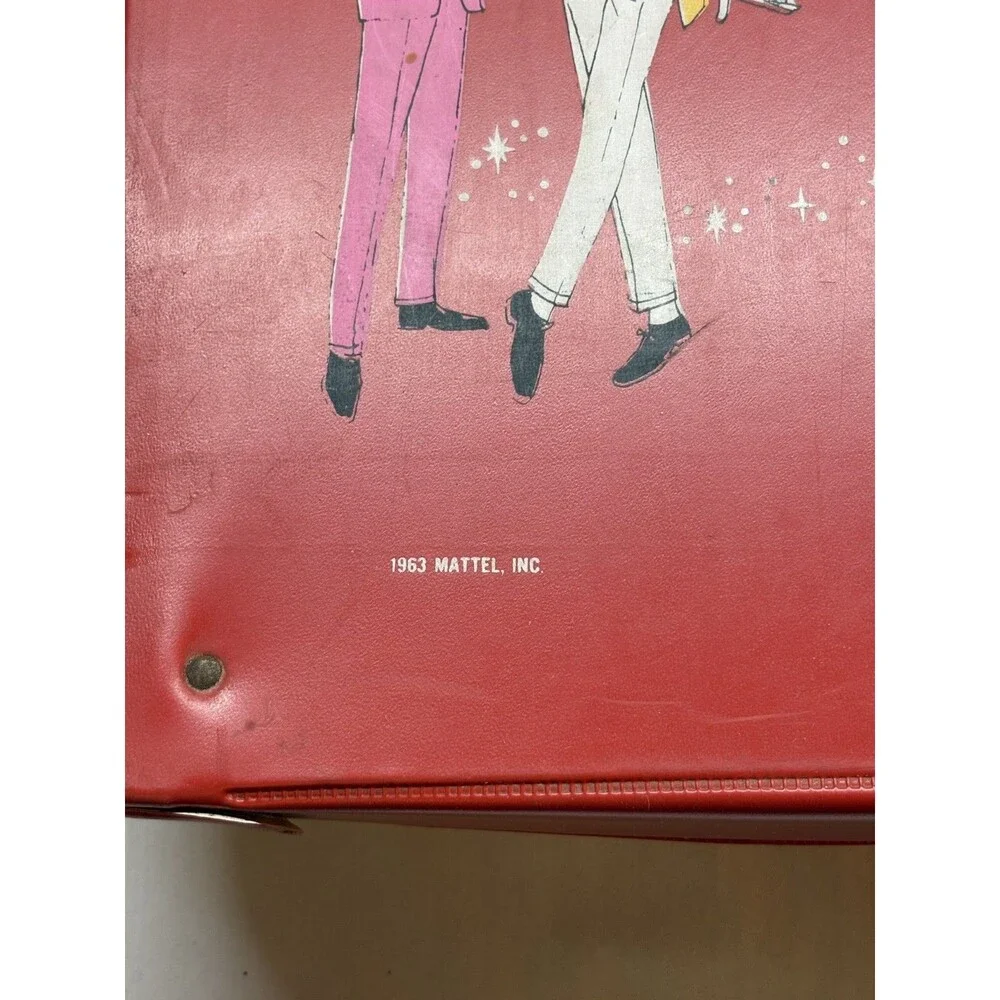 Vintage Red 1960's Barbie and Midge Double Doll Case, With Images Of Ken & Allen